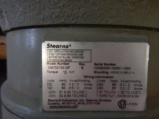 image for: 5 HP Sterling Electric Motor 54:1 Ratio Reducer Stearns Brake 230/460V