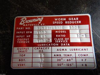 image for: Browning 325C1 Worm Gear Speed Reducer 3.45 Input HP 10:1 Ratio 1750 RPM