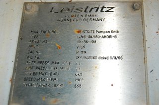 image for: Leistritz Screw Pump and Motor Pump L2NG-116/180-AHGKI-G, 8" X 8", W/ Skid CS