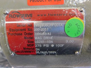 image for: NEW Flowserve Guardian Sealless Metallic Mag Drive Pump LG2X1-10A