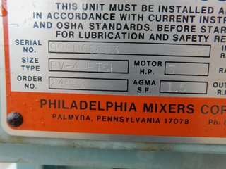 image for: Philadelphia Mixer PV-4PTSL, 3 HP, 14:1 Ratio, 1800/125 RPM, 20" L Shaft
