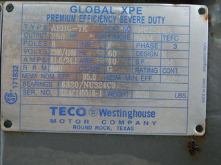 image for: Teco Westinghouse Electric Motor 250 HP 5009C Frame 2300/4160 V 890 RPM, 3 Ph