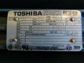 image for: Toshiba Electric Motor 200 HP, 460 V, 447TSC Frame, 3575 RPM, TEFC, EQP III